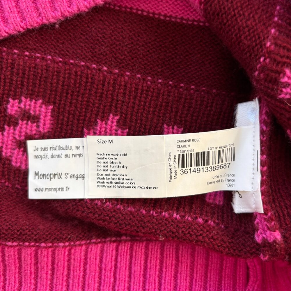 Clare V Pink and Burgundy Striped Knit Vest Monoprix Masculin Feminin - Picture 5 of 5
